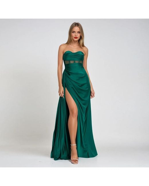 Angelika Jozefczyk Green Emerald Satin Corset Evening Gown Napoli