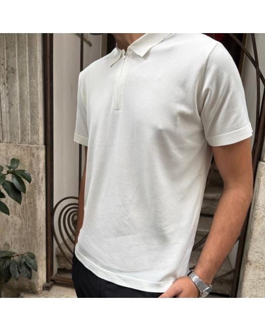 Nuvv Collection White Zip-Neck Polo – Lightweight Knit Shirt for men