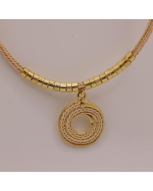 Nart Nature Making Art Metallic The Spiral Buriti Natural Fiber Necklace