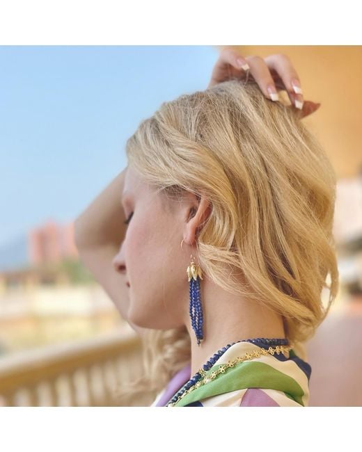 Farra Blue Lapis Tassel Earrings
