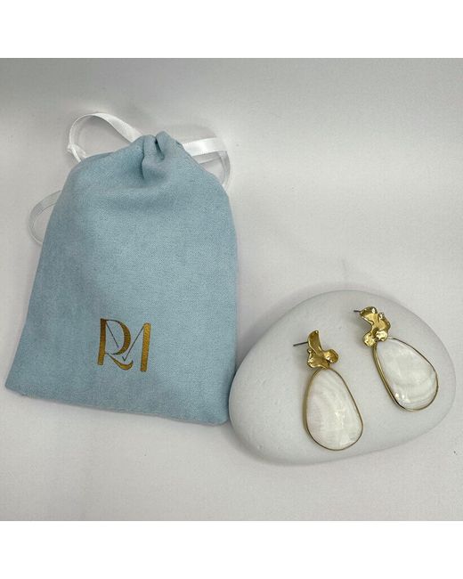 Rare Matters Jewelry Blue Mini Foliage Mother Of Pearl Statement Earrings
