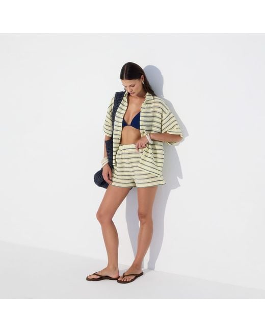 Thisisu Collection Yellow Solea Striped Knit Beachwear Shirt