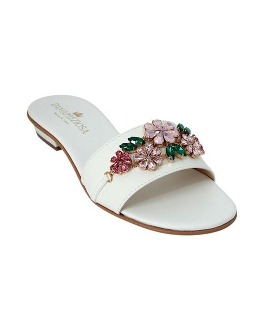 DAMAPREZIOSA Metallic Flora Bouquet Jewel Mule Sandal