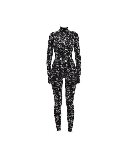 Monosuit Black Noir Blossom Long Sleeve High Neck Full Bodysuit Total