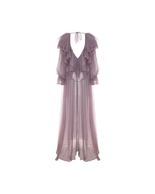 Maison sél Purple Flounce Detailed Maxi Dress