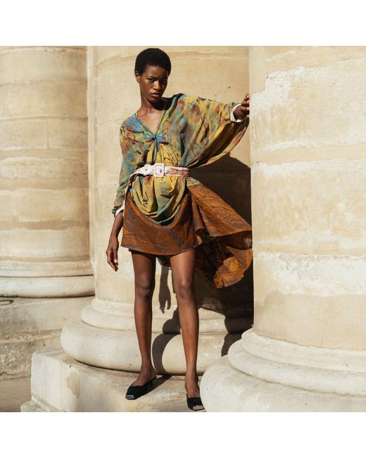 Miro Misljen Multicolor Metamorphosis Hand-Painted Dress