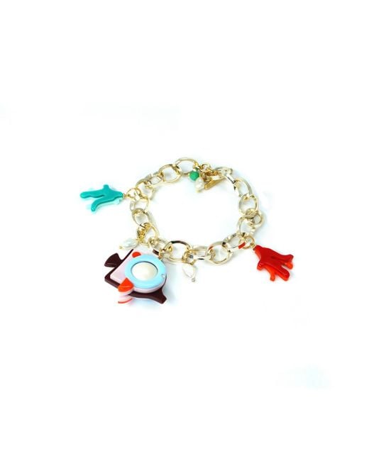 Gissa Bicalho Metallic Handmade Bracelet Charm Fish Angel Burgundy