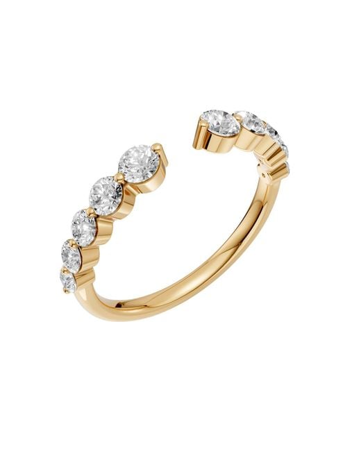 Aya Fine Jewelry Metallic Modern Open Round Lab Diamond Stackable Band