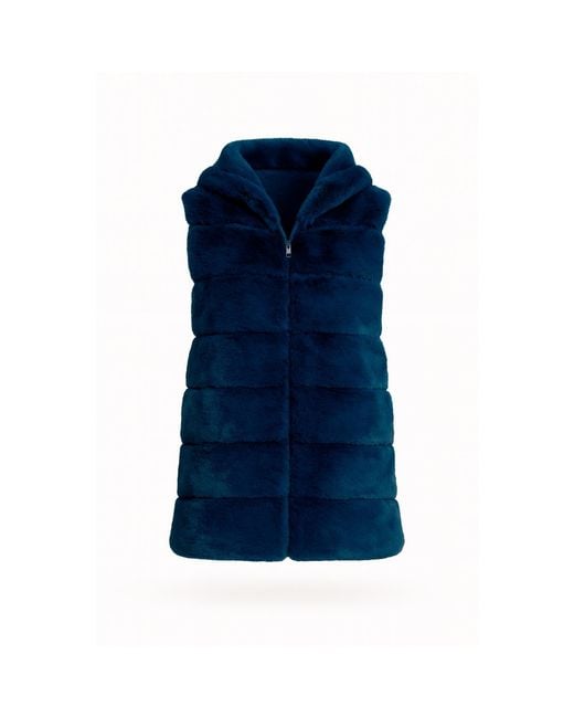 Tantra Spain Sl Blue Fur Vest With Hood And Zipper Closure