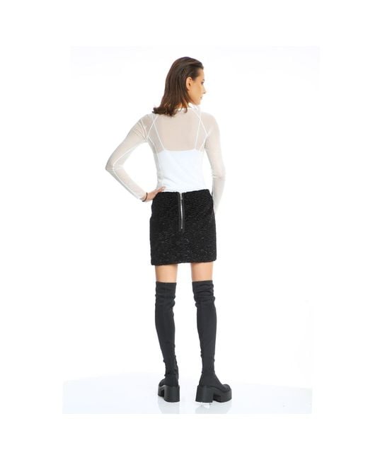 Silvia Serban Black Astrakhan Mini Skirt
