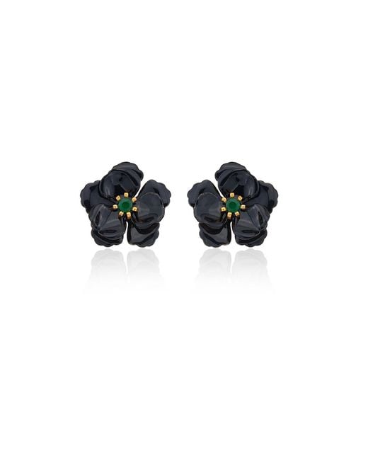 Milou Jewelry Black Viola Flower Earrings