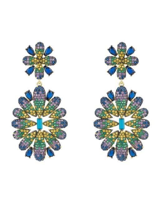 Latelita London Blue Babylon Multicoloured Flower Drop Earrings