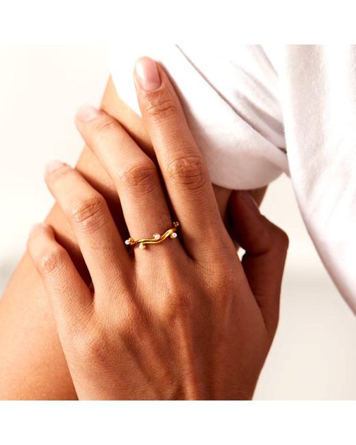 Olivia Le Metallic Emelia Dainty Pearl Ring