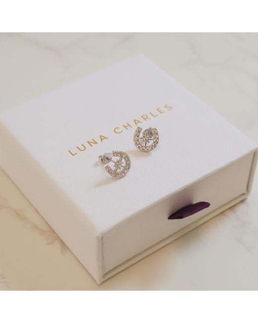 Luna Charles Metallic Zada Horseshoe Star Stud Earrings