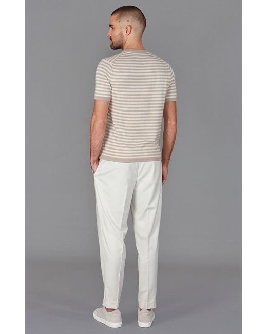 Paul James Knitwear Gray Mens Ultra-fine Cotton Miguel Knitted Breton T-shirt for men