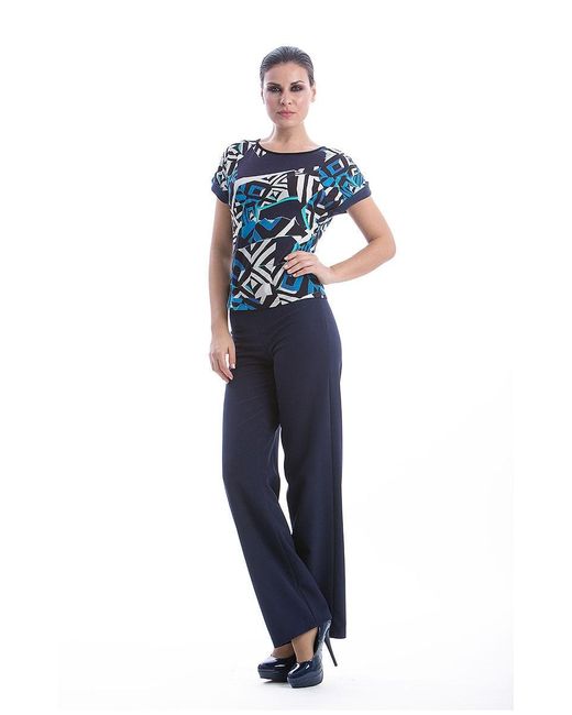 Conquista Blue Sleeveless Print Top