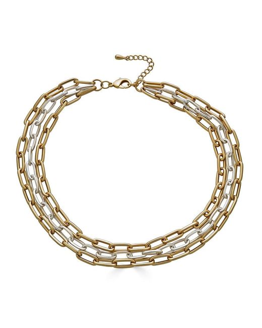 Loni Paul Jewelry Metallic Three Strand Matte & Paperclip Necklace