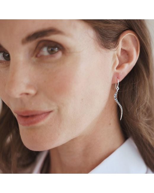 Linda Fiore Metallic Swirl Earrings With Onyx Cz