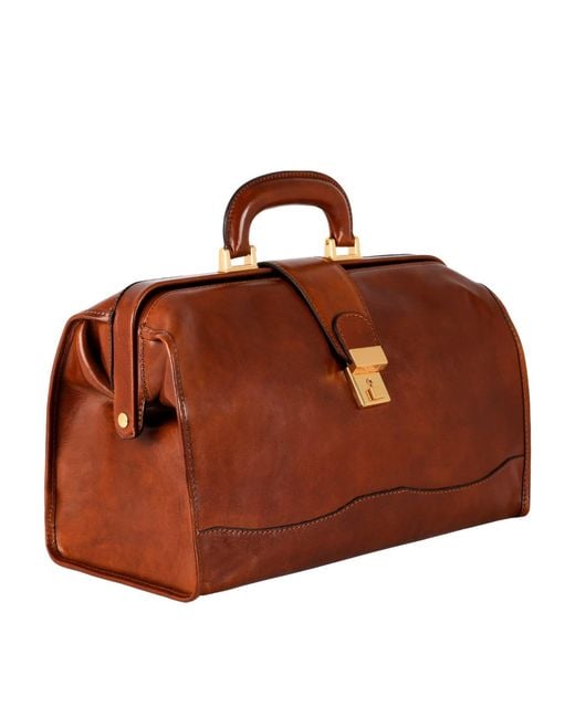 Time Resistance Brown Small Leather Doctor Bag For
