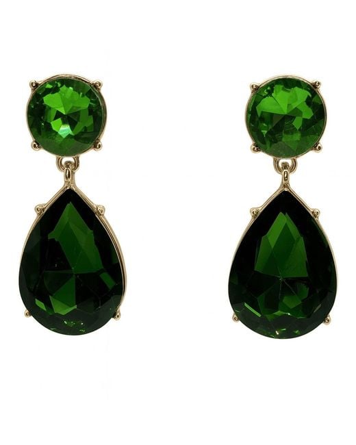Michael Nash Jewelry Green Marina Emerald Pear Shape Clip On Drops
