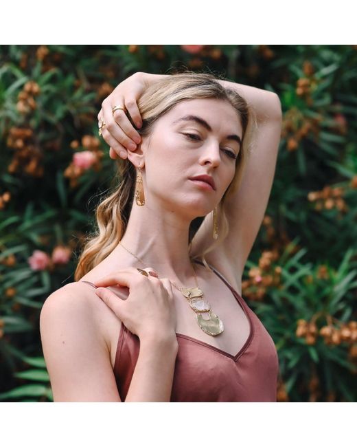 Rare Matters Jewelry Natural Neutrals Organic Gemstone Petal Earrings Peach