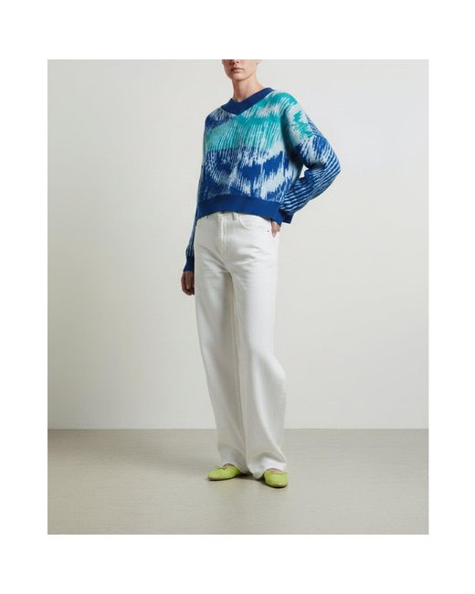 Essien & Emre Blue Aves Merino Wool Colour Block Jumper Sky