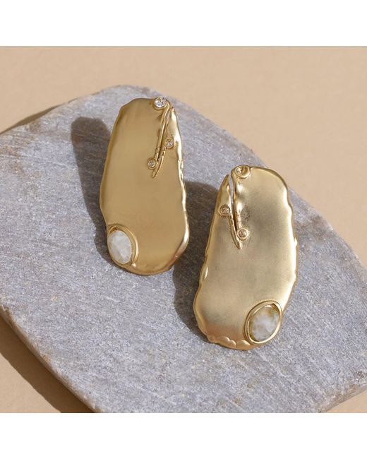 Rare Matters Jewelry Natural Organic Harmony Moonstone Stud Earrings