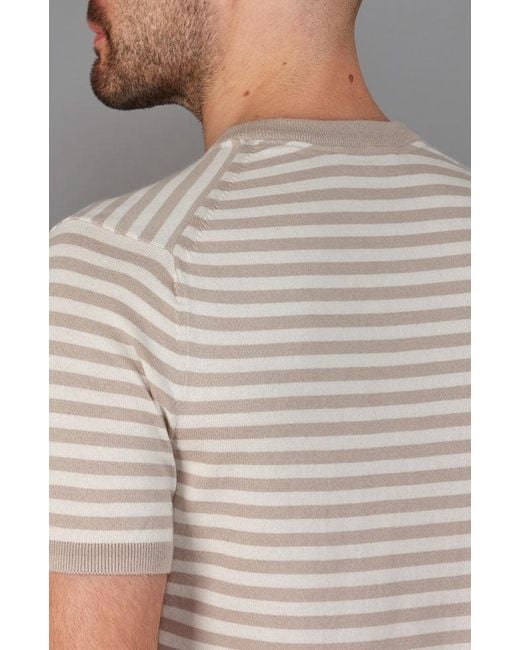Paul James Knitwear Gray Mens Ultra-fine Cotton Miguel Knitted Breton T-shirt for men