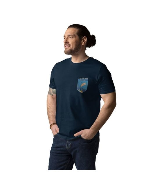 Anchor and Crew Blue Think Ocean Turtle Love The Planet Organic Cotton T-Shirt for men