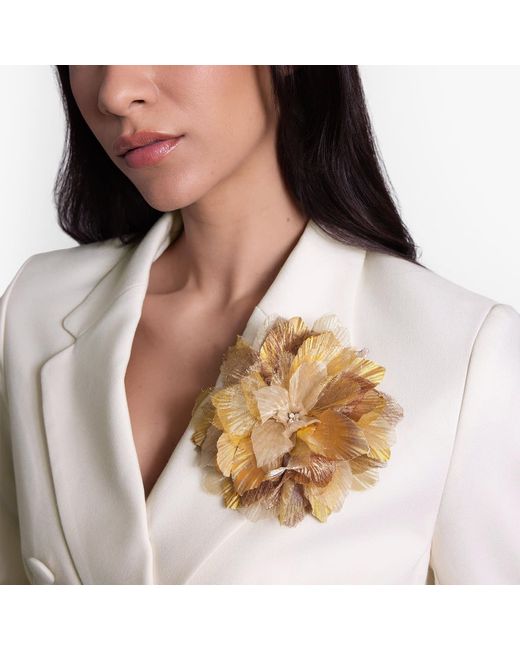 Helena Simon Metallic The Golden Poinsettia Floral Brooch