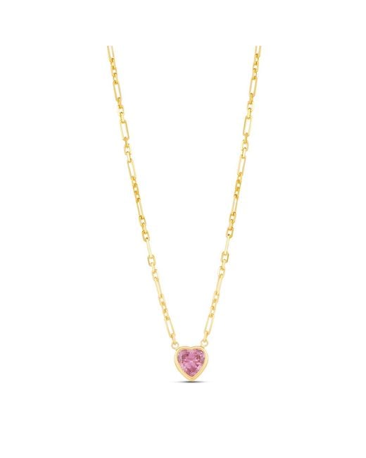 SHYMI Metallic Bezel Heart On A Paperclip Necklace