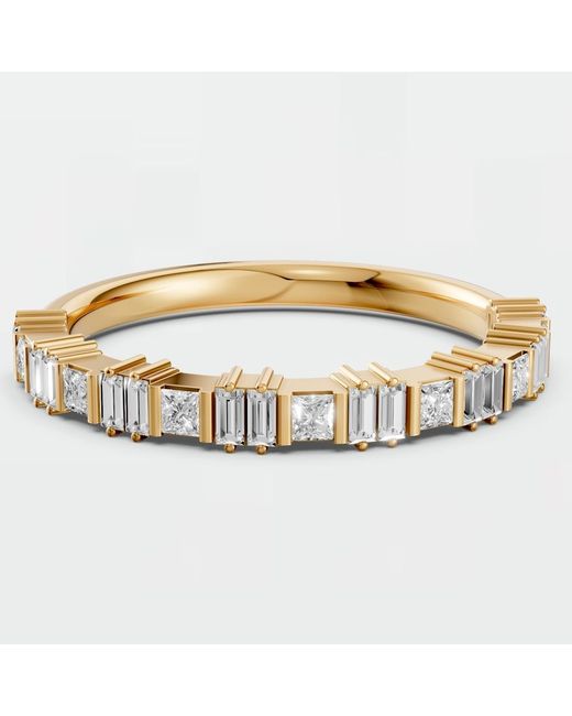 Aya Fine Jewelry Metallic Baguette & Princess Cut Lab Diamond Wedding Band Ring