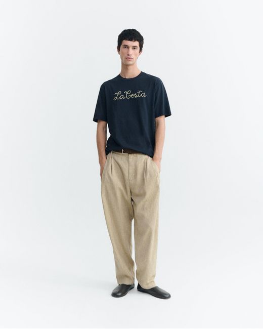 Thinking Mu Blue Zach Coast Hand-Embroidered T-Shirt