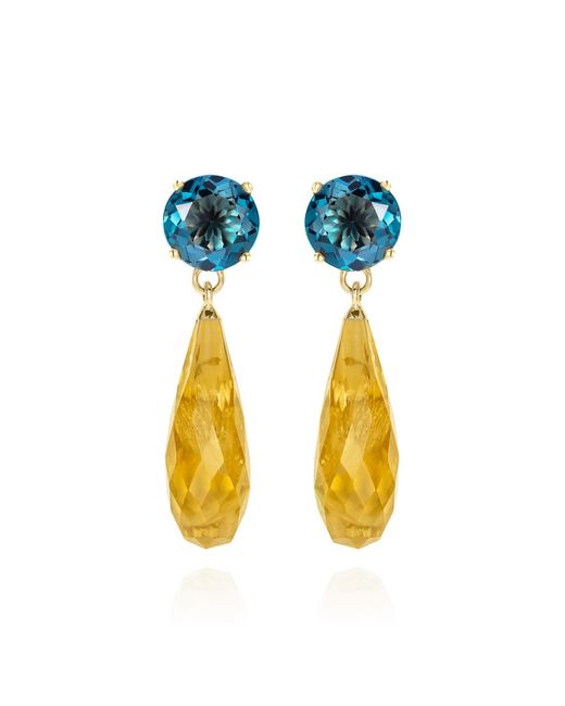 Augustine Jewels Blue Topaz & Citrine Drop Earrings