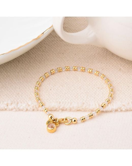 Nellou Jewellery Metallic Neutrals Linear April Birthstone Bracelet Crystal Plated Sterling