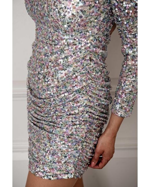 Monice London Gray Bey Sequin Mini Dress