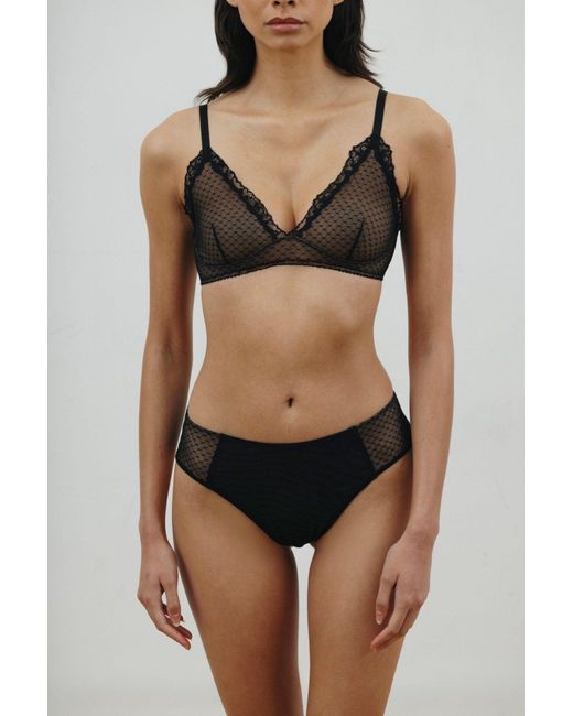 Verdant Intimates Brown Dot Mesh Triangle Bra
