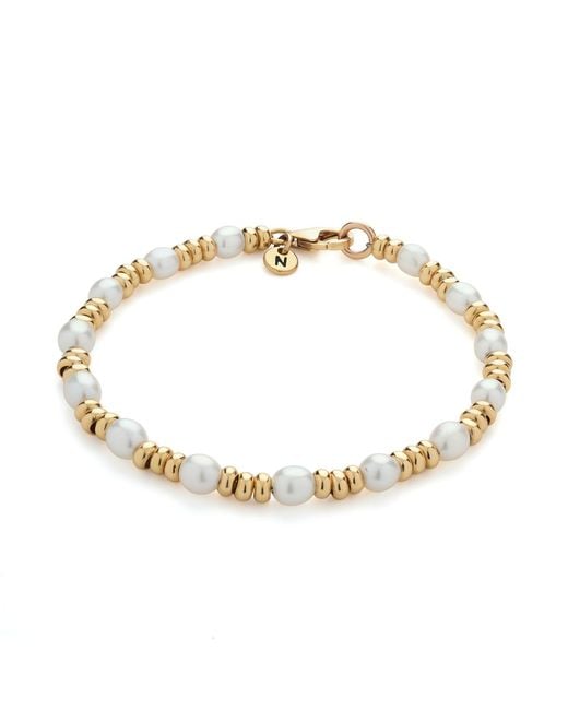 Nellou Jewellery Metallic Ellen Gem Pearl Bracelet Plated Sterling