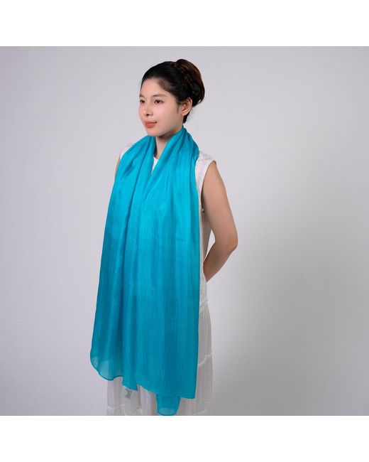 Silk and Bears Blue Mulberry Silk Scarf – Lightweight Handmade Shawl