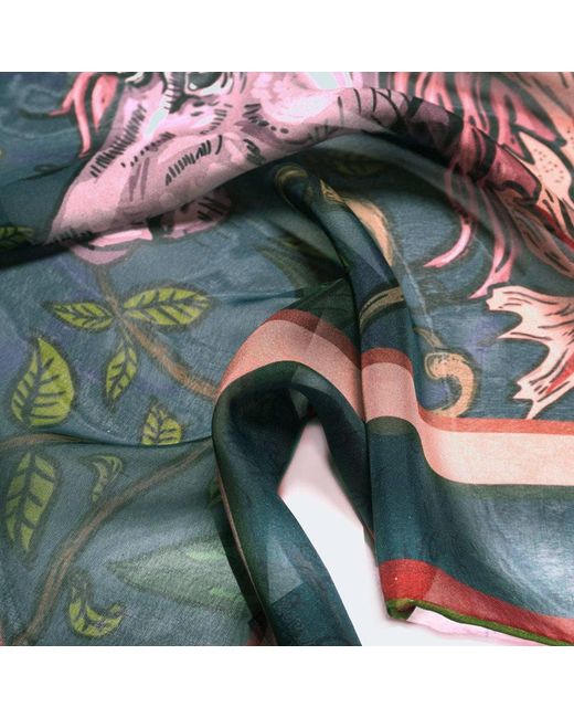 Natalia Petruch Green Mystic Rabbit Silk Chiffon Scarf