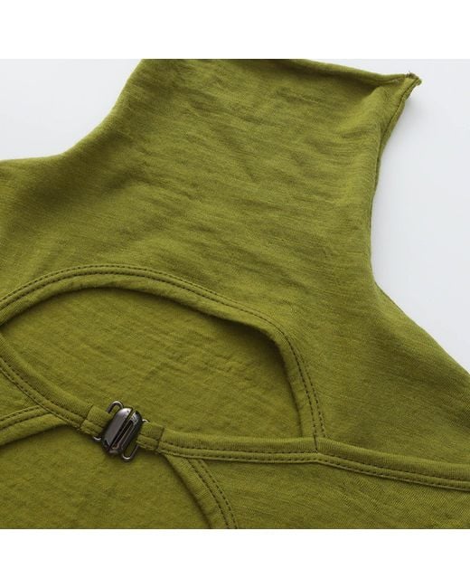 FRONT ROW SHOP Green Open-Back Wool Jersey Top