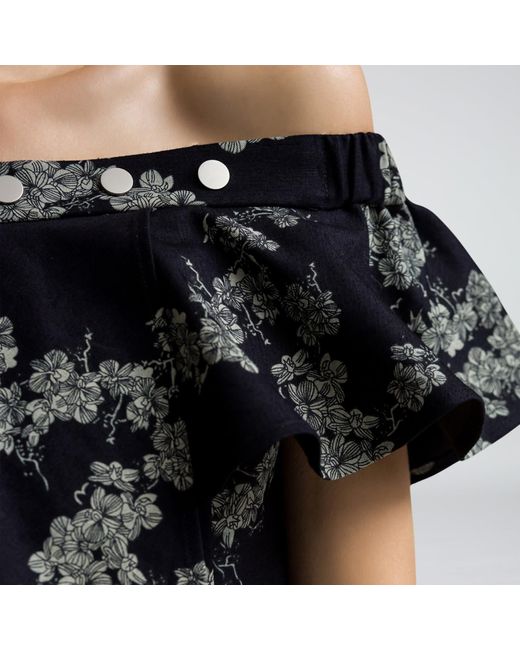 Smart and Joy Black Ruffle Bardot Denim Dress