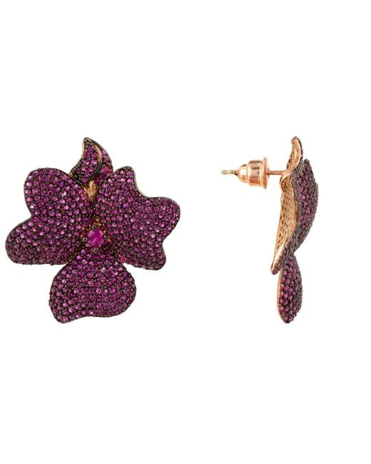 Latelita London Multicolor Flower Large Stud Earrings Ruby Rose Gold