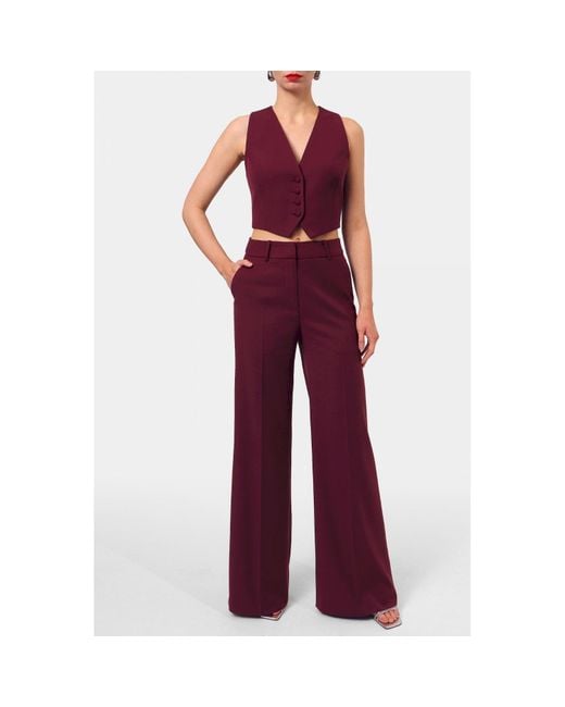 AGGI by HALEWSKI Red Franzi Burgundy Wine Wide Leg Trousers