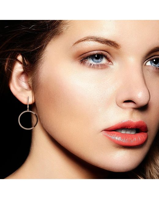 Artisan Natural Rose 14K Rose Diamond & Wood Circle Drop Earrings