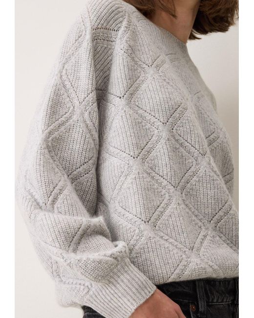 Loop Cashmere Gray Diamond Stitch Sweater