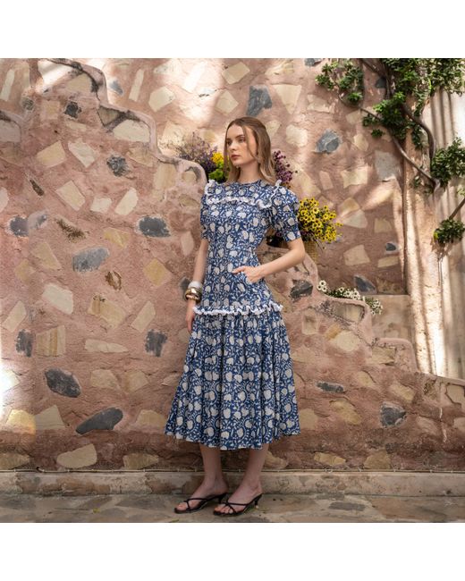 Echo of Pink Blue Midi Dress