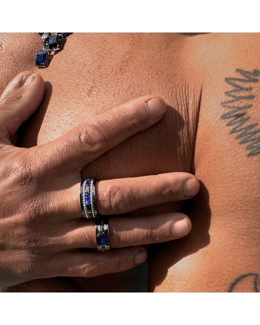 SALLY SKOUFIS Blue Franco Ring With Natural Sapphires for men