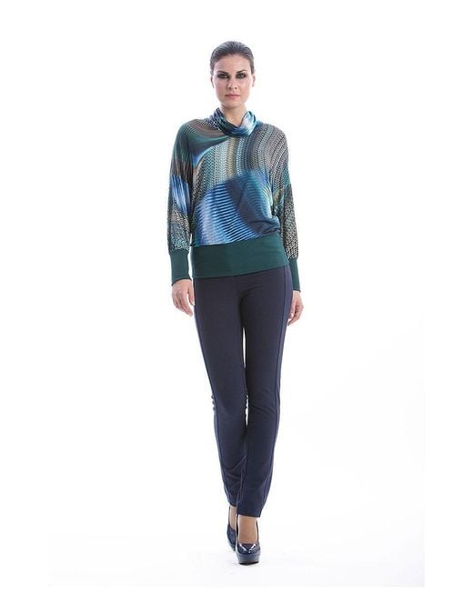 Conquista Blue Polo Neck Top