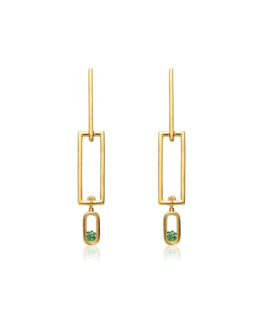 Genevive Jewelry Metallic 14K Plated With Colored Cubic Zirconia Drop Earrings